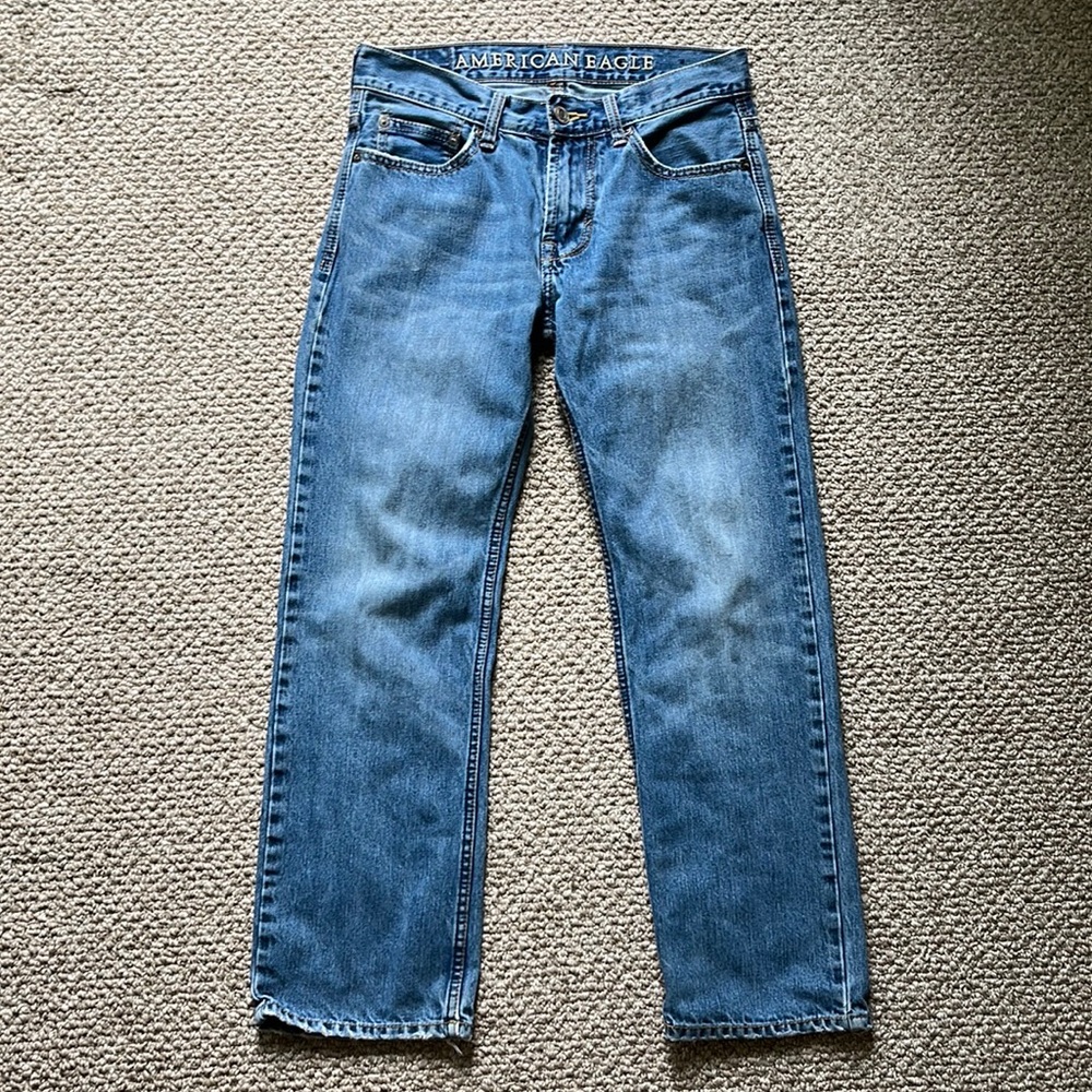 American Eagle Mens 28x28 Straight Medium Wash Denim Jeans